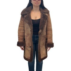 Vintage Made In Canada Buttoned Shearling Coat